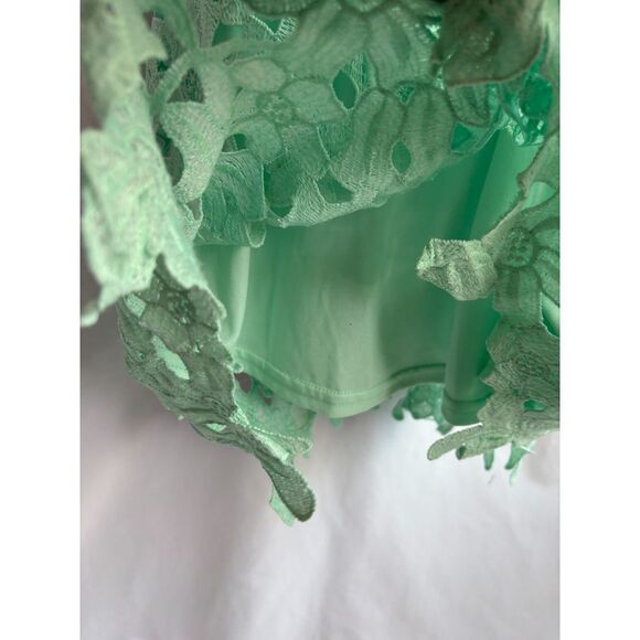 Alya Strapless Mint Floral Crochet Overlay Midi Dress Zip Up Back Size M Formal - Picture 6 of 10